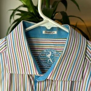 Bugatchi Men’s Shaped Fit Shirt – Multi-Stripe